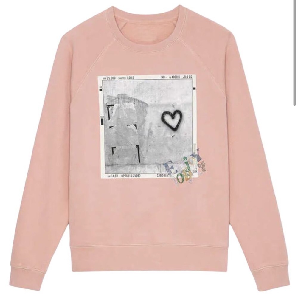 Zadig & Voltaire | Upper Photoprint Heart Crewneck Sweatshirt Medium